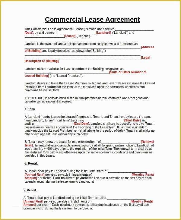 Commercial Rental Agreement Template Free Of Mercial Lease Agreement 10 Free Pdf Word Documents