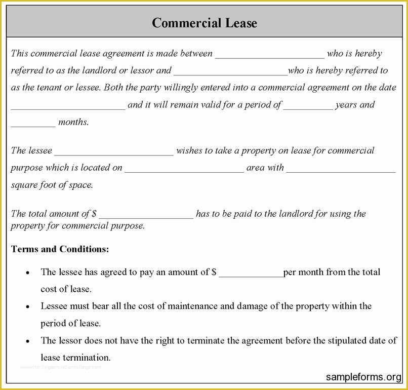 Commercial Rental Agreement Template Free Of Mercial Lease Agreement Sample Free Printable Documents