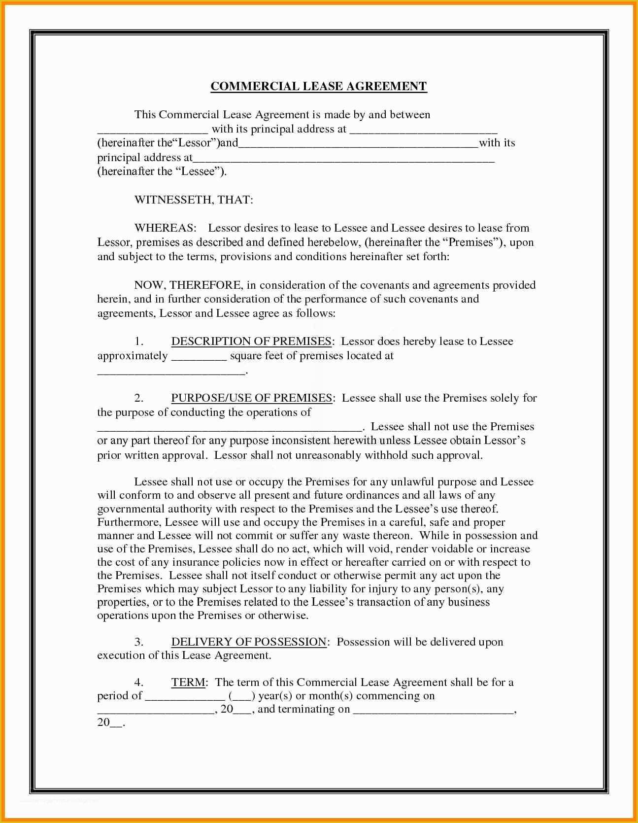 Commercial Rental Agreement Template Free Of Mercial Lease Agreement Template Free