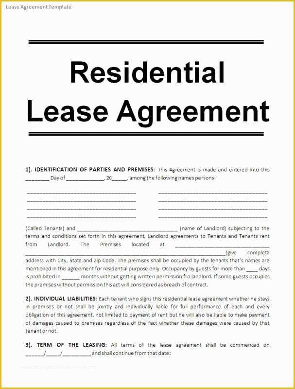 Commercial Rental Agreement Template Free Of Printable Lease Agreement
