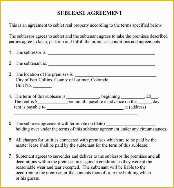 Commercial Sublease Agreement Template Free Of 23 Sample Free Sublease Agreement Templates to Download