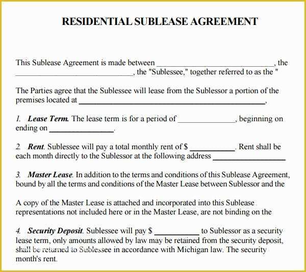 Commercial Sublease Agreement Template Free Of 23 Sample Free Sublease Agreement Templates to Download