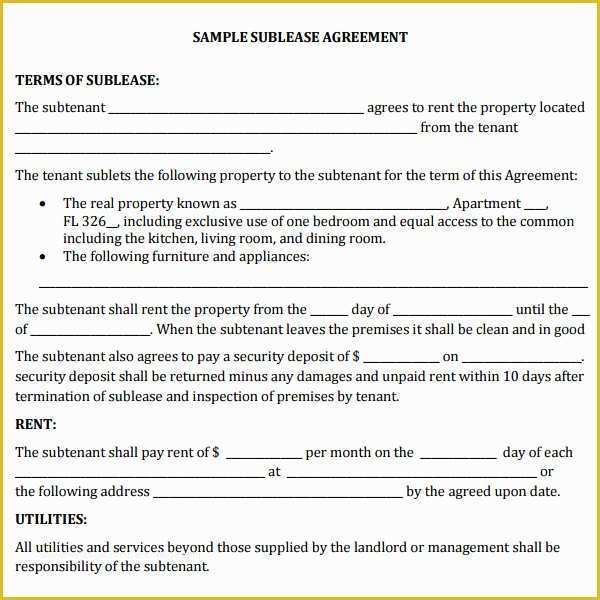 43 Commercial Sublease Agreement Template Free