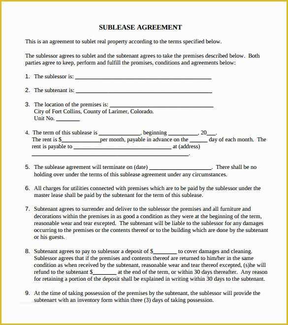 Commercial Sublease Agreement Template Free Of 42 Agreement Templates Word Pdf