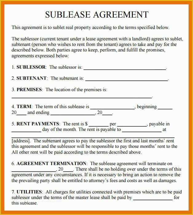 Commercial Sublease Agreement Template Free Of 5 6 Sublease Contract