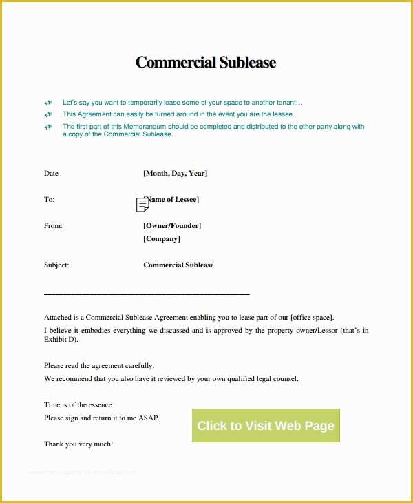 Commercial Sublease Agreement Template Free Of 9 Mercial Sublease Agreements