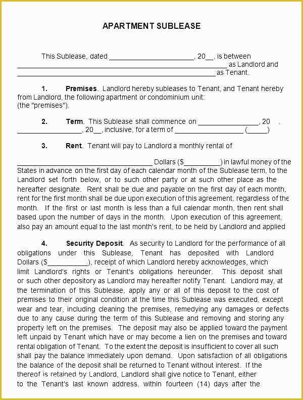 Commercial Sublease Agreement Template Free Of Al Sublease Agreement Template Free astonishing Sample