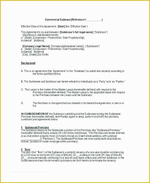 Commercial Sublease Agreement Template Free Of Al Sublease Agreement Template Free astonishing Sample