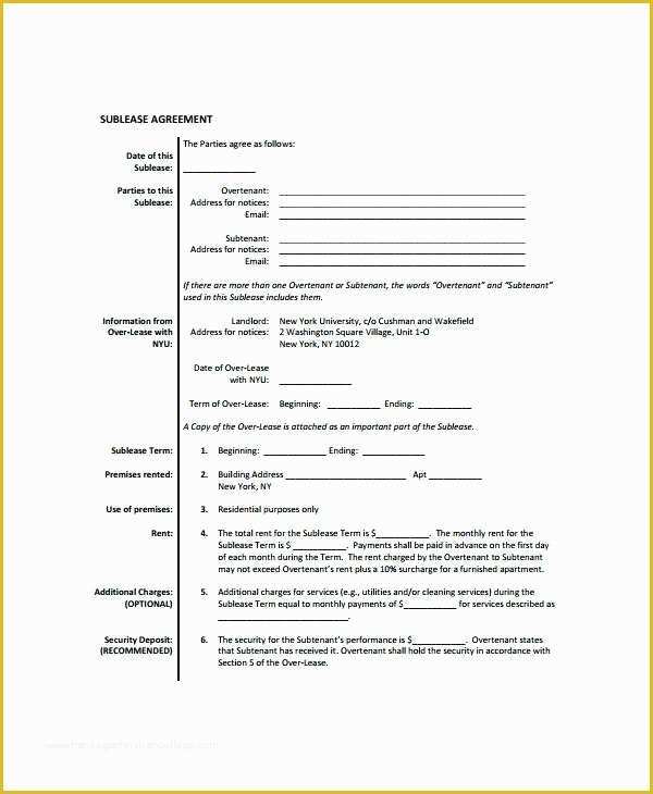 Commercial Sublease Agreement Template Free Of Mercial Sublease Agreement Template L Sublease