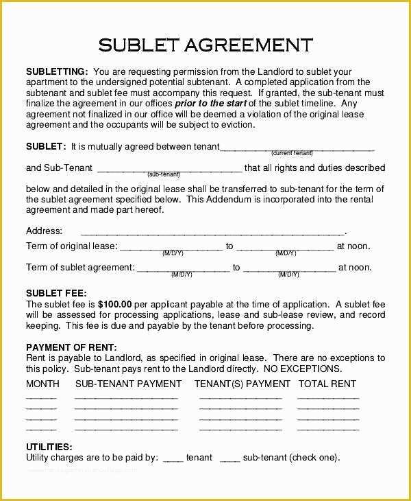 Commercial Sublease Agreement Template Free Of Mercial Sublease Template – Ensitefo