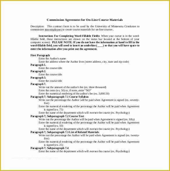 Commission Agreement Template Free Of 19 Mission Agreement Templates Word Pdf Pages