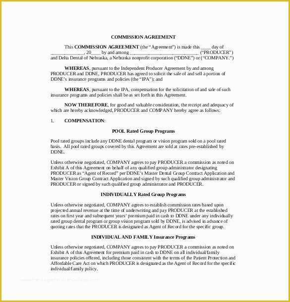 Commission Agreement Template Free Of 19 Mission Agreement Templates Word Pdf Pages