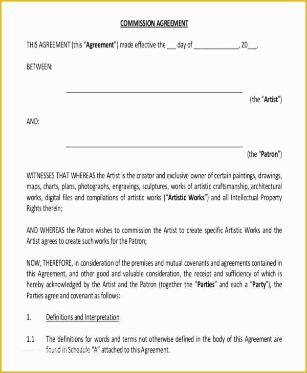 Commission Agreement Template Free Of 22 Agreement Templates Free Sample Example format