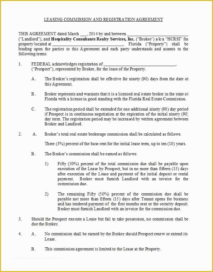 Commission Agreement Template Free Of 36 Free Mission Agreements Sales Real Estate Contractor