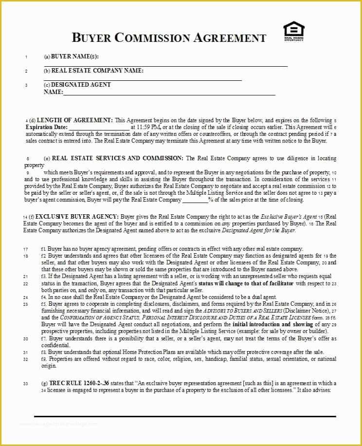 Commission Agreement Template Free Of 36 Free Mission Agreements Sales Real Estate Contractor