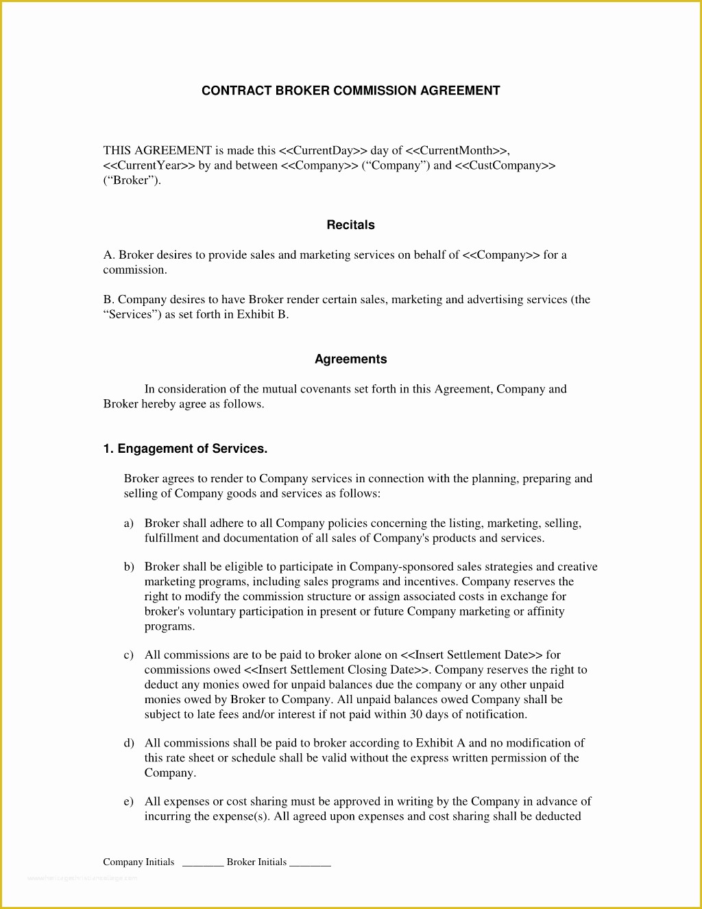 Commission Agreement Template Free Of Broker Mission Sales Agreement Advertising and