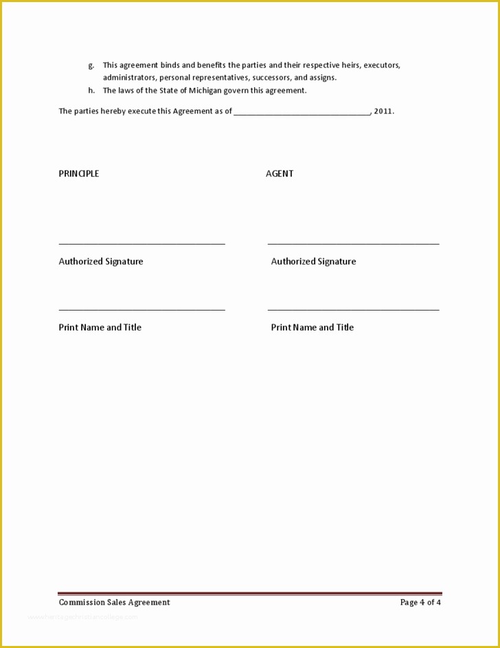 Commission Agreement Template Free Of Mission Sales Agreement Free Download