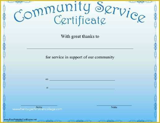 Community Service Certificate Template Free Of 17 Best Images About Volunteer Misc On Pinterest