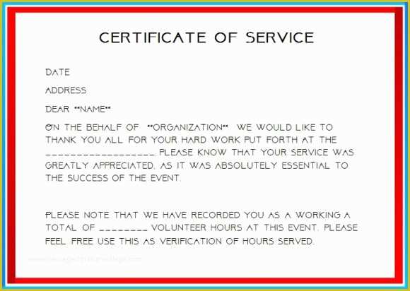 Community Service Certificate Template Free Of 24 Certificate Of Service Templates for Employees formats