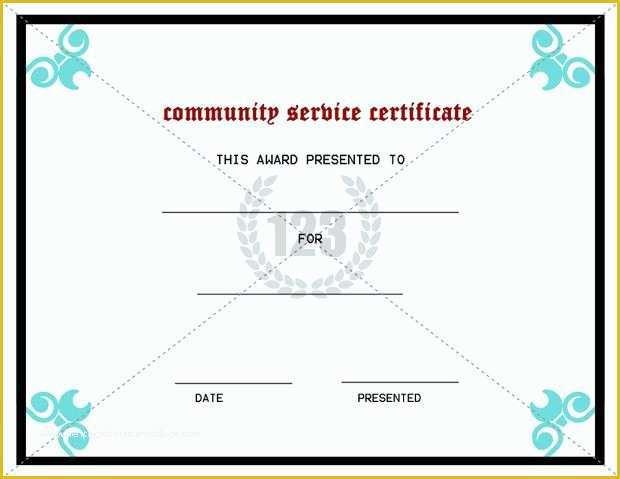 Community Service Certificate Template Free Of Best Munity Service Certificate Template