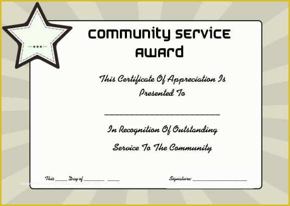 Community Service Certificate Template Free Of Munity Service Certificate Of Appreciation