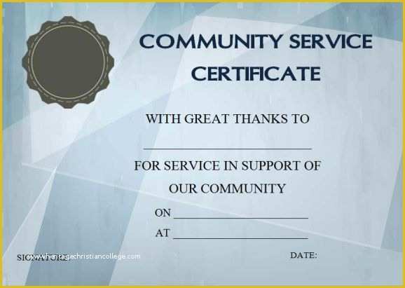 Community Service Certificate Template Free Of Munity Service Certificate Of Pletion