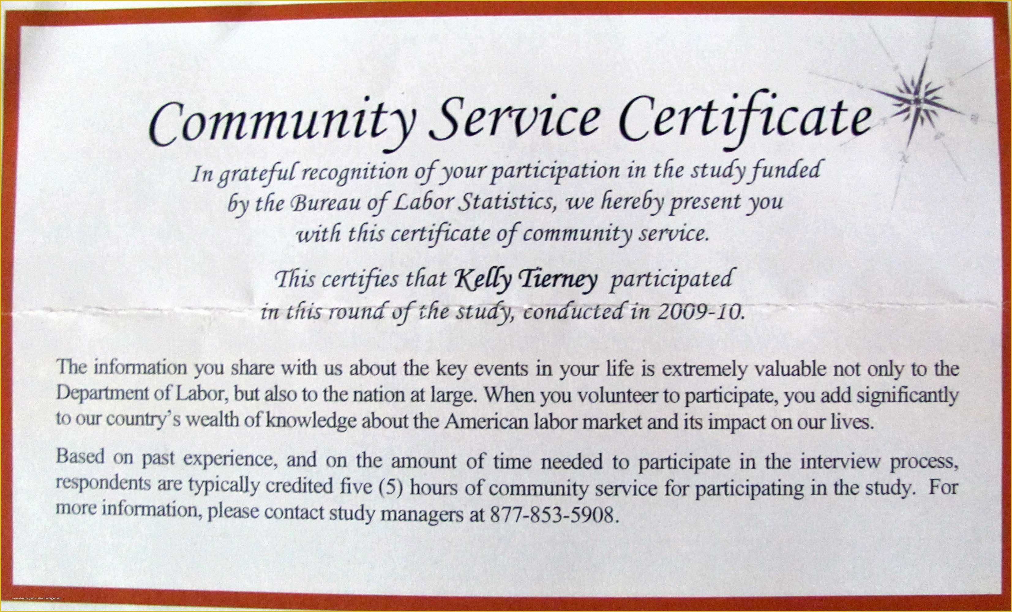Community Service Certificate Template Free Of Sample Certificate Recognition for Munity Service