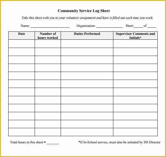 Community Service Certificate Template Free Of Sample Log Sheet 9 Documents In Pdf Word