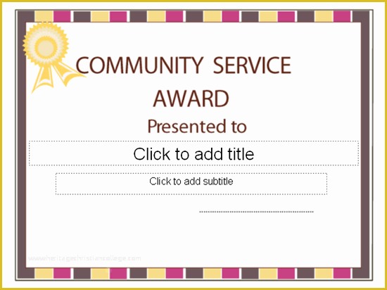 Community Service Certificate Template Free Of Templates Certificates Munity Service Award Certificate
