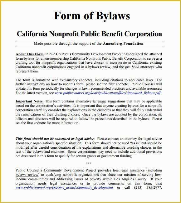 Company bylaws Template Free Of 7 bylaws Templates