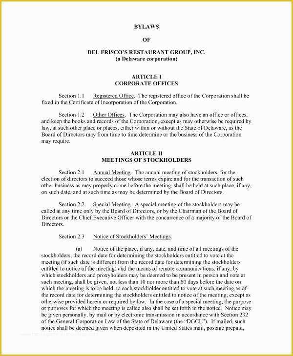 Company bylaws Template Free Of 9 Free Corporation bylaws Templates Pdf