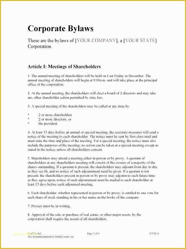 Company bylaws Template Free Of Corporate bylaws Template – Puebladigital
