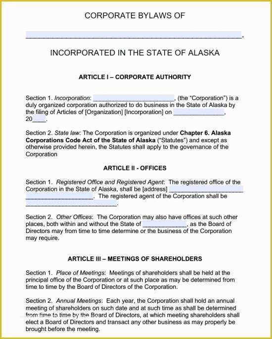 Company bylaws Template Free Of Free Alaska Corporate bylaws Template Pdf