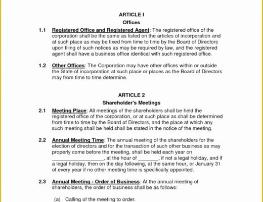 Company bylaws Template Free Of Template bylaws Template