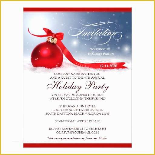 Company Christmas Party Flyer Template Free Of Corporate Holiday Party Invitation Template 4 25" X 5 5