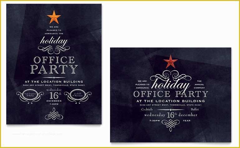 Company Christmas Party Flyer Template Free Of Fice Holiday Party Poster Template Word & Publisher