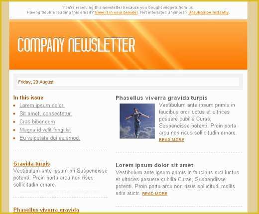 Company Newsletter Template Free Of Free HTML Newsletter Templates Noupe