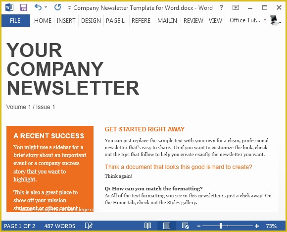 Company Newsletter Template Free Of Free Pany Newsletter Template for Word