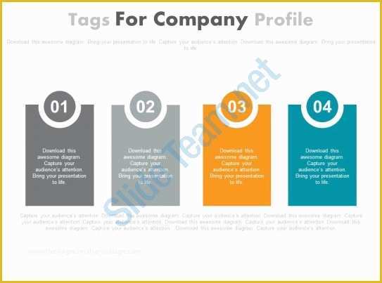 Company Profile Template Powerpoint Free Download Of Four Staged Tags for Pany Profile Powerpoint Slides