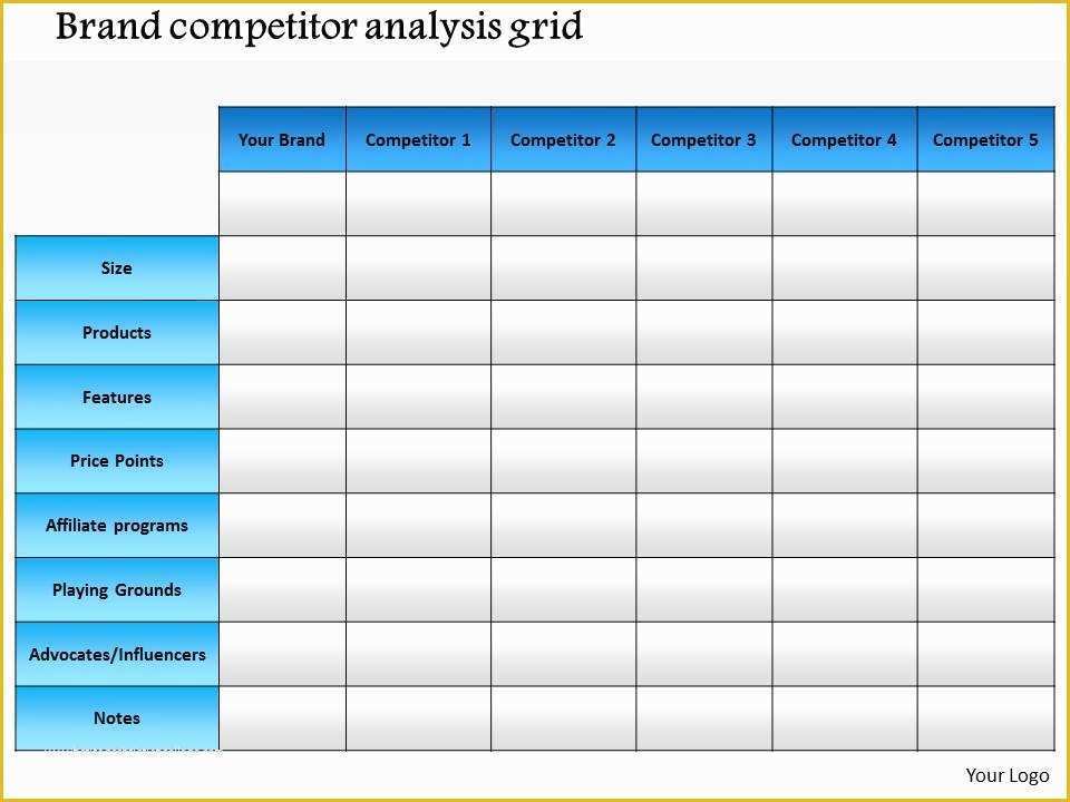 Competitor Analysis Ppt Template Free Of 0714 Brand Petitor Analysis Grid Powerpoint