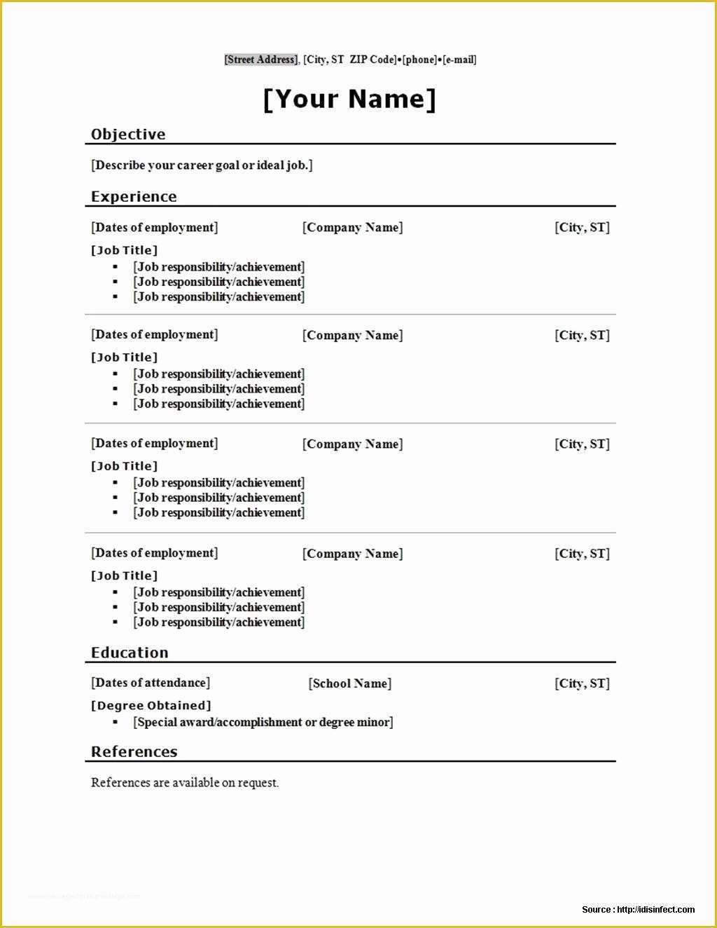 Completely Free Resume Template Download Of Absolutely Free Resume Template Download Resume Resume