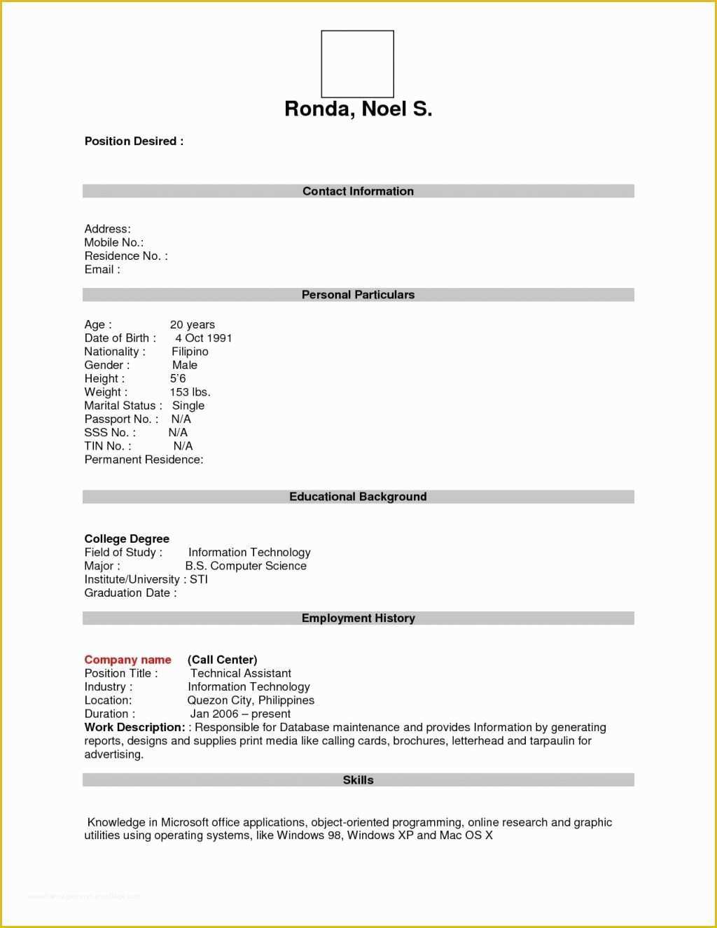 Completely Free Resume Template Download Of Just A Blank Printable Resume forms to Fill In Tag Free