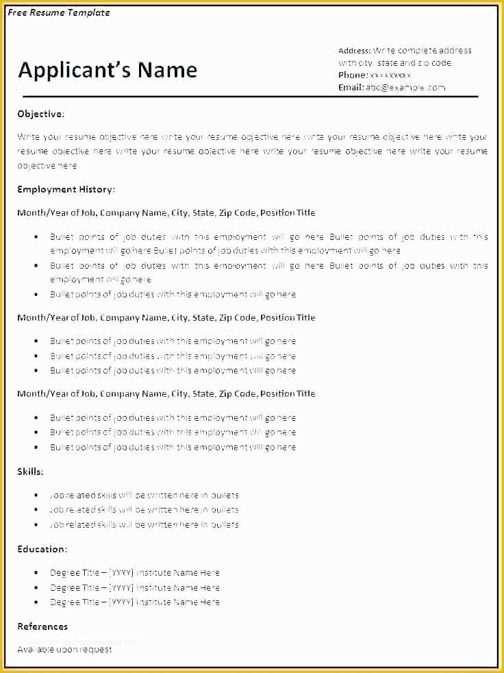 Completely Free Resume Template Download Of totally Free Resume Template Truly Free Resume Templates