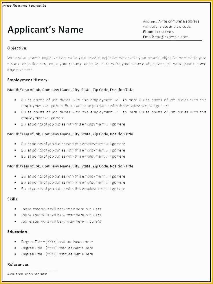 Completely Free Resume Template Download Of totally Free ...