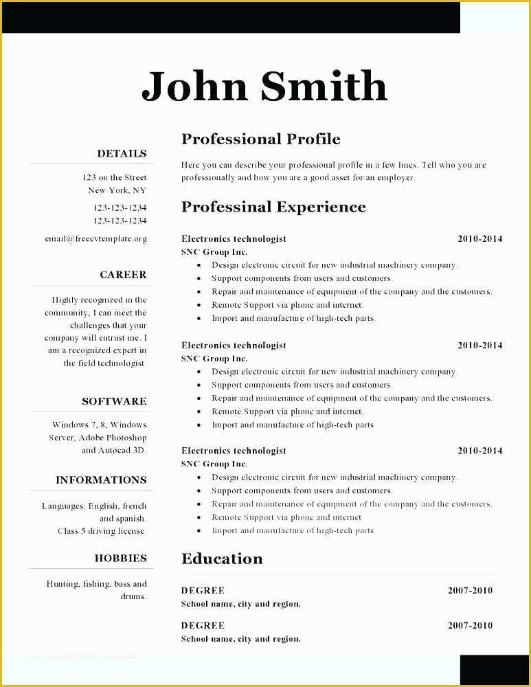 Completely Free Resume Templates Of Absolutely Free Resume Templates totally Free Resume