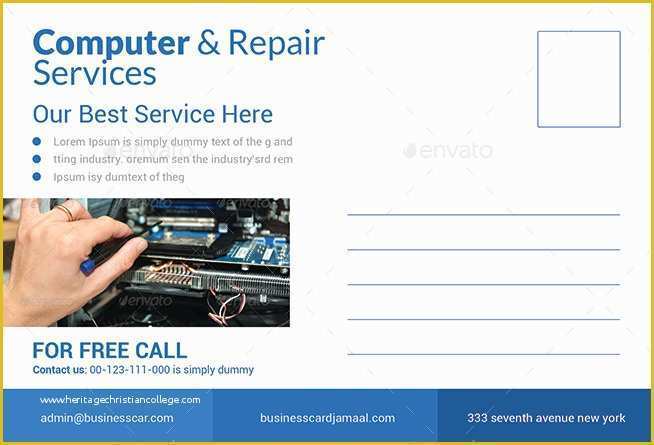 Computer Repair Business Card Templates Free Of Puter Repair Postcard Templates by Afjamaal