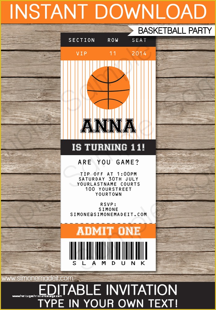 Concert Invitation Template Free Of Basketball Ticket Invitation Template – Black orange