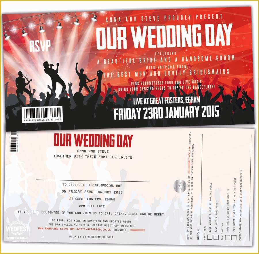 Concert Invitation Template Free Of Concert Ticket Wedding Invitations
