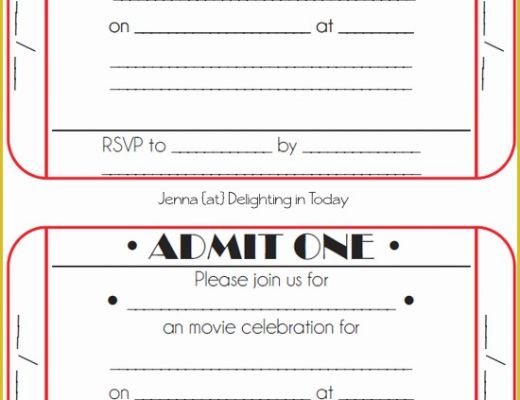 Concert Invitation Template Free Of Movie Ticket Birthday Invitations Free Printable