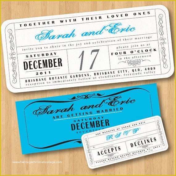 Concert Invitation Template Free Of Vintage Wedding Ticket Style Invitations Diy Set